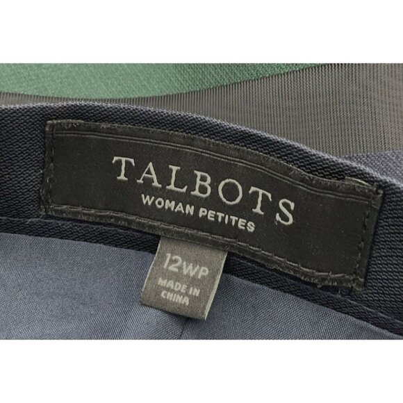 Talbots Womens Petite A-Line Striped Skirt Pleats Lined 12WP Navy Green Stripes - Picture 4 of 6